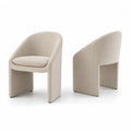 2er Set Esszimmerstuhl Polsterstuhl 62 x 58 x 78 cm Polyester Bouclé halbrunde Rückenlehne beige schwarz
