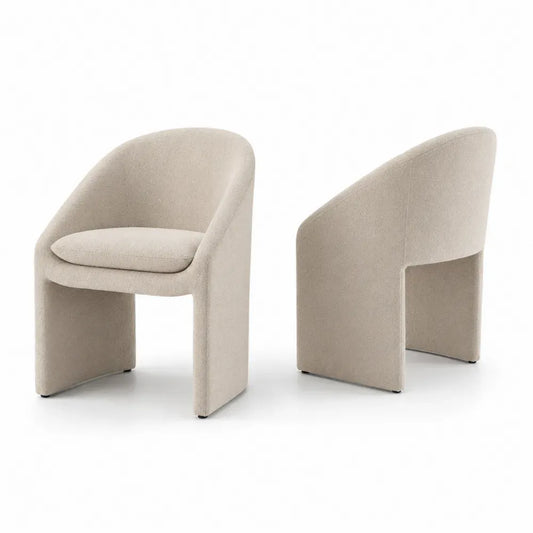 2er Set Esszimmerstuhl Polsterstuhl 62 x 58 x 78 cm Polyester Bouclé halbrunde Rückenlehne beige schwarz