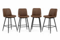 4er Set Barhocker Tresenhocker 48 x 53 x 100 cm PU Kunstleder Stahl Stepplehne braun schwarz