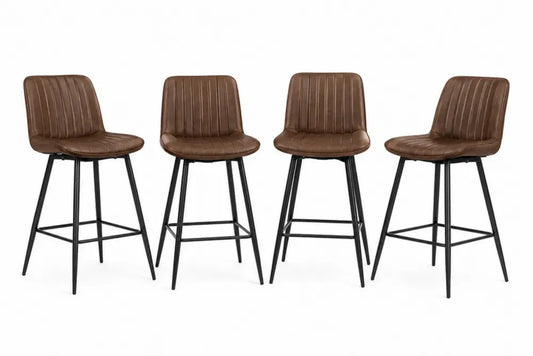 4er Set Barhocker Tresenhocker 48 x 53 x 100 cm PU Kunstleder Stahl Stepplehne braun schwarz
