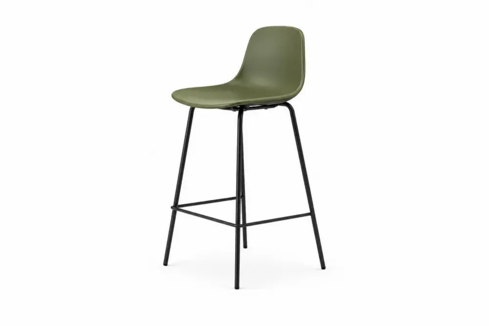 Barhocker mit Rückenlehne 45 x 50 x 96 cm PP Sitzschale pulverbeschichtetes Stahlrohr Olivgrün Schwarz